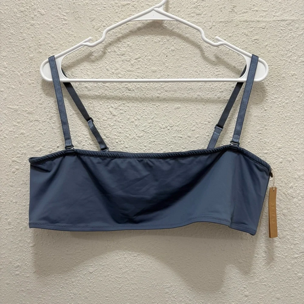 Skims Micro Bandeau Bikini Top in Medium Denim Wash Size 3X